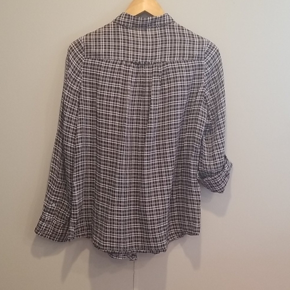 Joie Plaid Cotton Long Sleeve Button Down Shirt - Picture 6 of 8